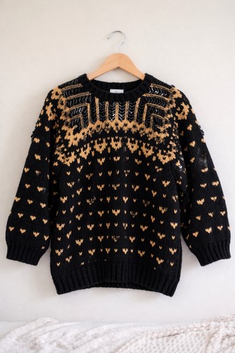 Zara black gold pattern knit - zara, &