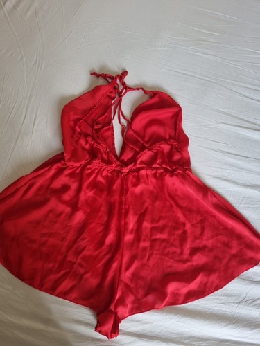 Red satin halter neck - red, halter-neck