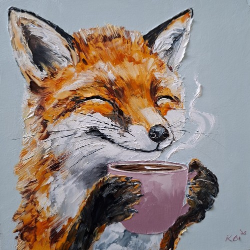 Oil painting fox - painting, a