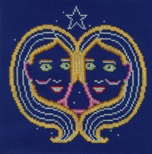 Gemini - Signs of the Zodiac Cross Stitch Kit by Emily Peacock, DMC BK1864