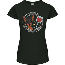 Wine With My Min Pin Dog Miniature Pinscher Womens Petite Cut T-Shirt