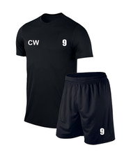 Personalised Football Kit Soccer kit SS Adult (Shirt & Short) Black