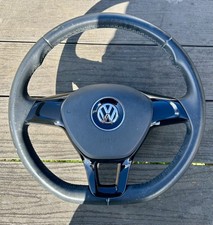 GENUINE VW LEATHER FLAT BOTTOM STEERING WHEEL. VW UP! TRANSPORTER T5, T5.1 CADDY