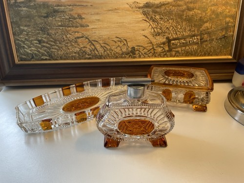 Vintage amber clear pressed - vintage,