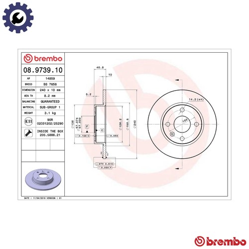 Brake disc 9739 10 for - 2x,