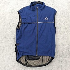 Crane Sports TechTex Cycling Vest Mens Large Blue Black Racer Reflective Pockets