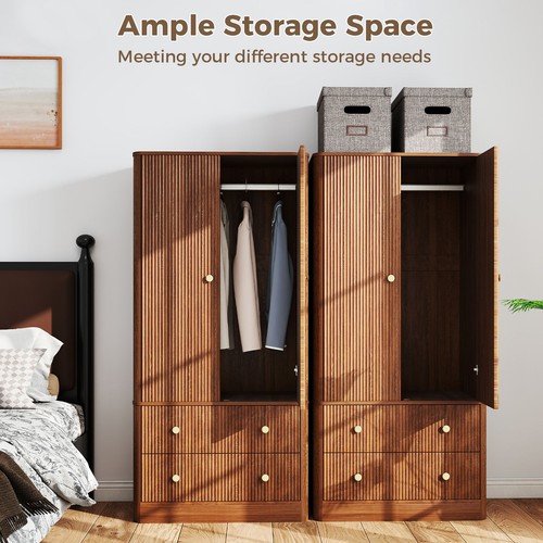 Wood armoire wardrobe hanging - wood,