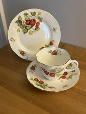 Vintage Queens Rosina China Virginia Strawberry Trio with Excellent Condition