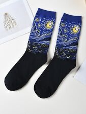 Starry Night Van Gogh Socks Mid Calf One Size Retro Art Dr Who Novelty Gift