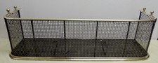 VICTORIAN BRASS RAIL AND BRASS WIRE  FIRE FENDER, WITH A STEEL TRAY