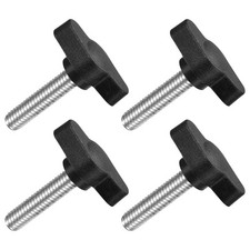4Pcs Tee Wing Knobs Thumb Screws, M6 x 25mm Clamping Screw Knob 27mm Dia., Black