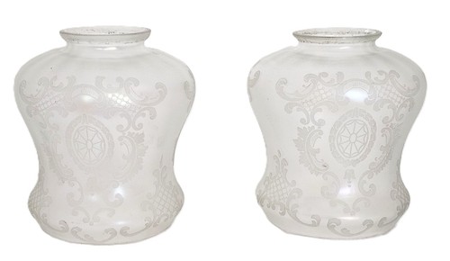 Pair antique iridescent - iridescent, etched