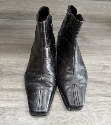Gabor black croc leather ankle