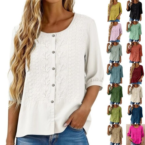 Women summer button linen - women,