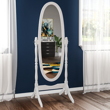  SALE Cheval Mirror Floor Standing Full Length Makeup MDF Wood Bedroom White 