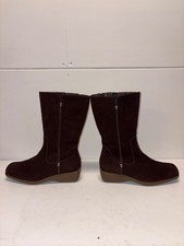 Marks & Spencer Footglove Womens Brown Nubuck Leather Knee High Boots UK Size 5