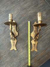 Pair of Vintage Italian-Style Gilt Metal Wall Sconce Lights – Wired Shabby Chic