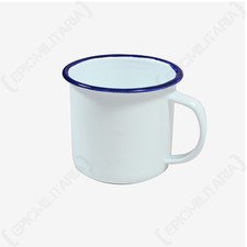 White Enamel Cups - Mug Metal Cup Camping Cadets Picnic Vintage Style Caravan