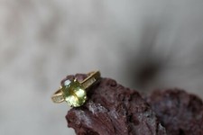 2.75ct Natural Canary Apatite & Diamond 14k Gold Plated Sterling Silver Ring
