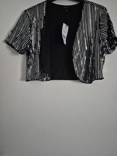Black silver sequin bolero - black,