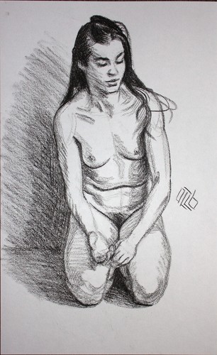 Original female charcoal - original, on
