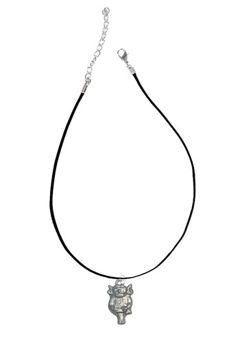 Black cord necklace - black,