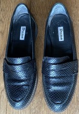 Dune Ladies Black Snakeskin  Leather Loafers Size 5