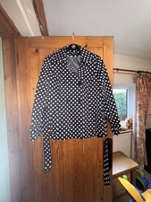 Debenhams Cotton black & white polka dot trench style coat size 12