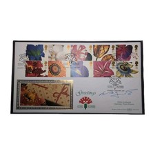 Signed FLYING FLOWERS Greetings 1997 Benham First Day Cover Slogan Postmark FDC