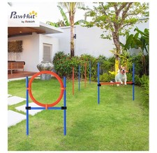 Pawhut Dog Agility Set : Dog Training Jump Hoop Poles Obedience Equipment