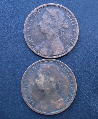 Victoria pennies 1874 1875 - pennies,