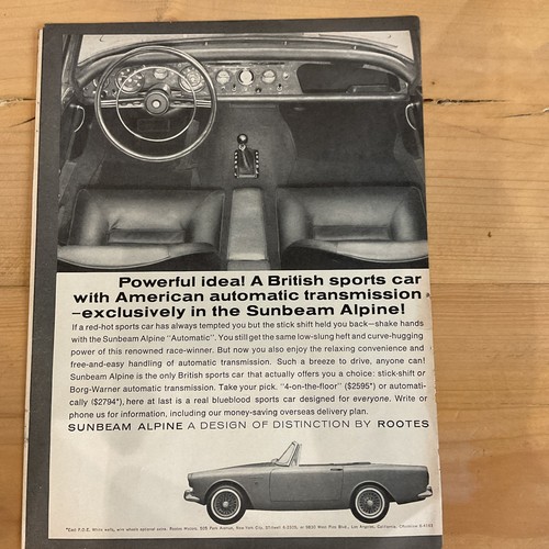 Vintage 1964 sunbeam alpine - vintage, 'alpine'