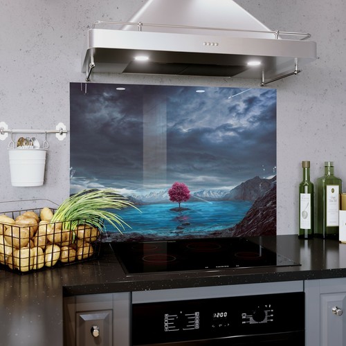 Glass splashback kitchen tile - glass,