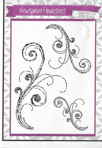 Newsprint flourishes stamp set - flourishes,