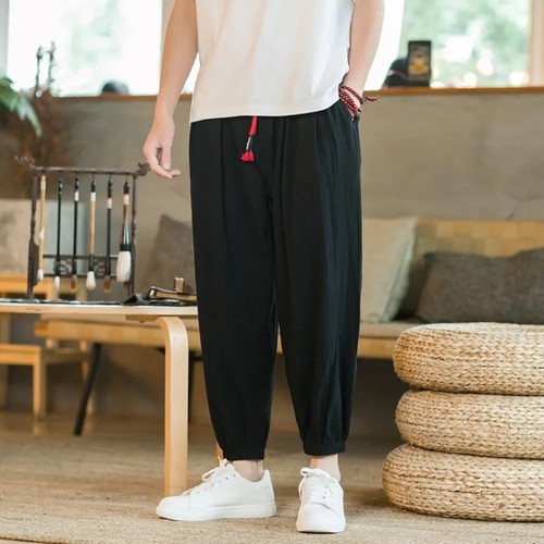 Men cotton linen harem - linen,