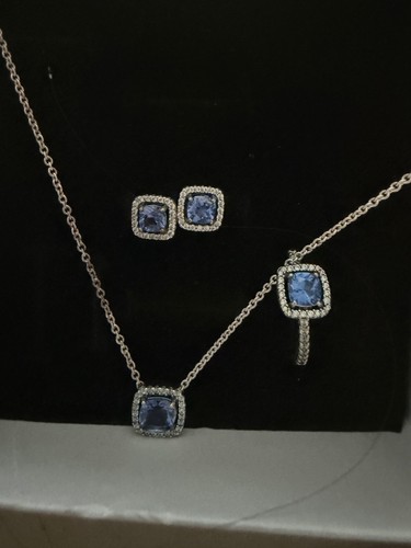 Pandora blue square halo - pandora, set