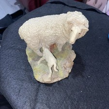 AYNSLEY Mastercraft. Figure of SHEEP & LAMB Feeding 6”Hand Painted.   VGC