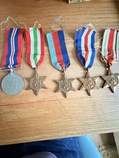 Group WW2 Medals 1939-1945 Star Africa Italy France Original 5 X Medals ribbons