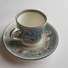 Wedgwood demitasse coffee cup saucer 12cm Turquoise Florentine ceramic English 