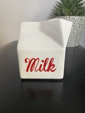 Retro Ceramic Milk Carton Jug - Dishwasher & Microwave Safe 10cm high