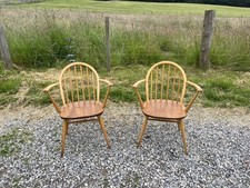 A Pair of Vintage Ercol  Windsor Armchairs / Carver Chairs