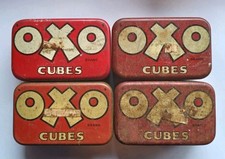 4 VINTAGE OXO TINS 3.25" WIDE