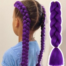 1× Stretched Synthetic Hair Dark Purple 60cm Easy Care Purple Fake Hair Low Tem