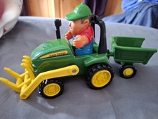 Tomy John Deere Tractor And Tipping Trailer And Driver