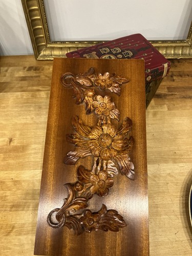 Wood plaster floral carving - wood,