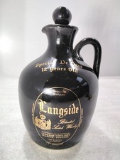 Vintage Langside Whisky Special 7" Stoneware Bottle Jug (Empty) Black BREWERANIA