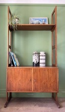 Rare Mid Century Danish Teak Room Divider Shelving Unit Free Standing