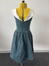 Beautiful Women’s 50s Style Green And White Polkadot Dress Costume