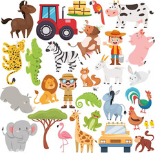 WALPLUS Farm Animal Jelly Stickers for Windows Thick Reusable Gel Window Sticker