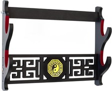 FOXSMZZ Sword Holder Japanese Velvet Padded Katana Wall Mount Dual Display Rack 